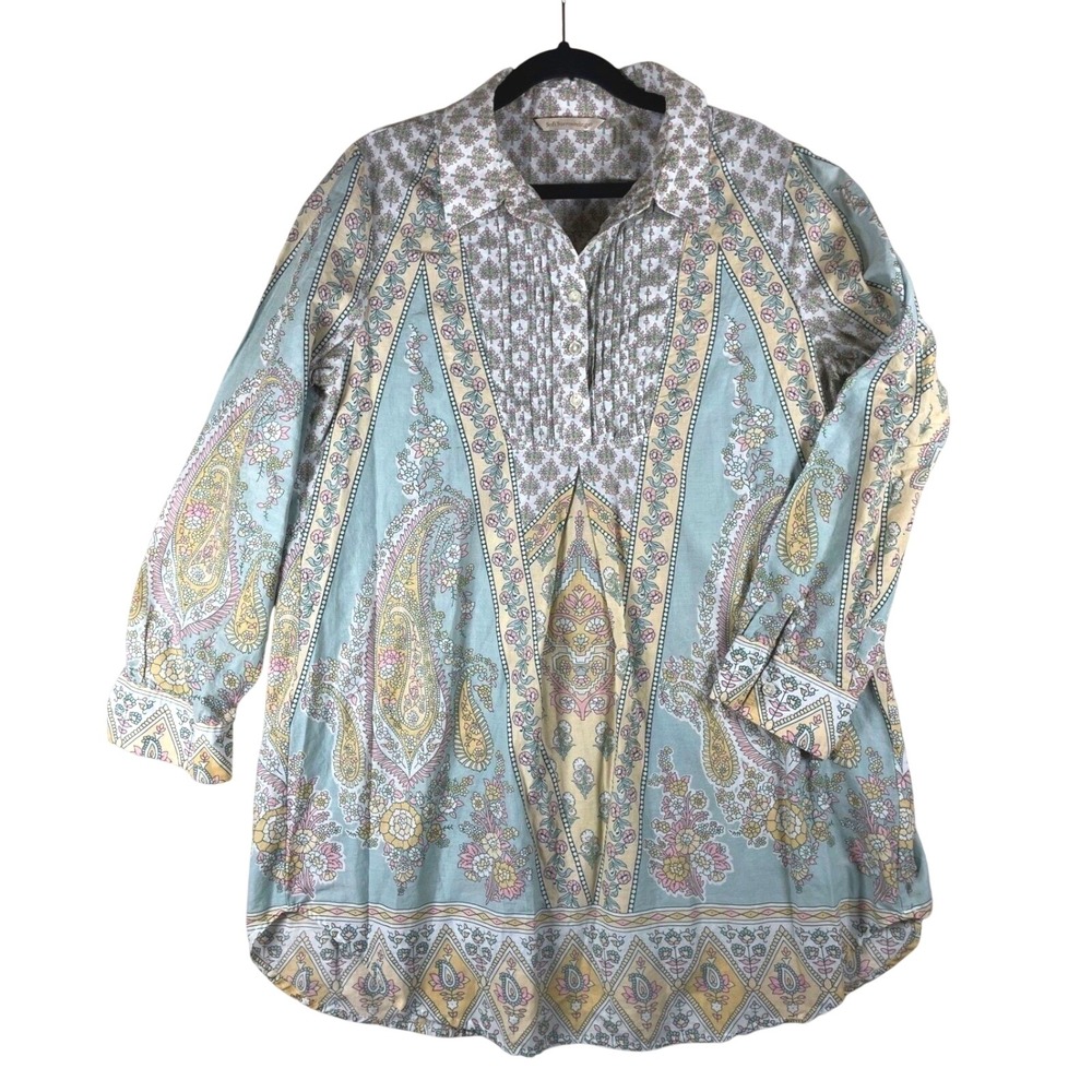 floral button down tunic soft surroundings tabitha M cotton paisley cottagecore